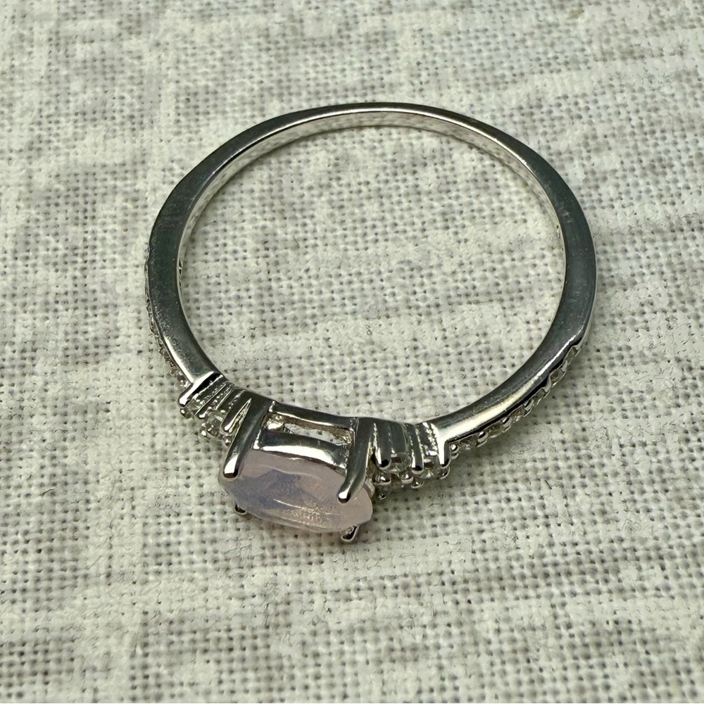 New Sterling Silver & Pink Moonstone Ring, Size 6 - Picture 3 of 6